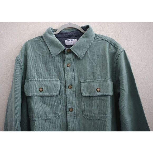 Old Navy 811217-06 Men's Sz XL Green L/S Clayton Twill Pocket Shirt Shacket - Picture 3 of 8